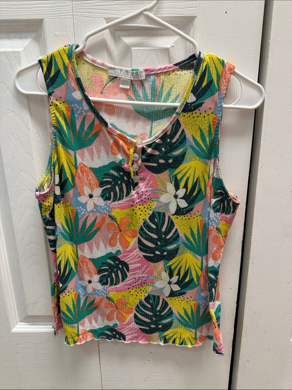 Tropical Print Sleeveless Tank Top - Multicolor